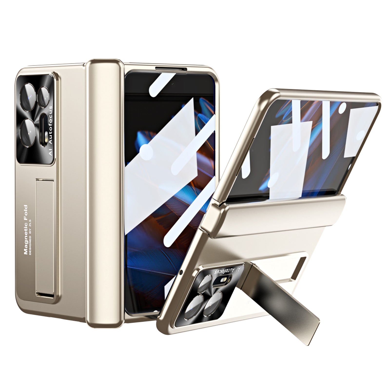 Anti-scratch Phone Case For Oppo Find N2 5G Hinge Protection Kickstand PC Phone Cover with Screen Film Anti-scratch Phone Case For Oppo Find N2 5G Hinge Protection Kickstand PC Phone Cover with Screen Film